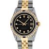 Image 2 : Rolex Mens 2 Tone Black Diamond String Lugs & Sapphire Datejust Wristwatch