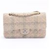 Image 1 : Chanel Beige Multicolor Quilted Boucle Tweed Double Flap Shoulder Bag