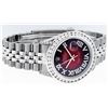 Image 3 : Rolex Mens Stainless Steel Red Vignette Roman Diamond Datejust Wristwatch