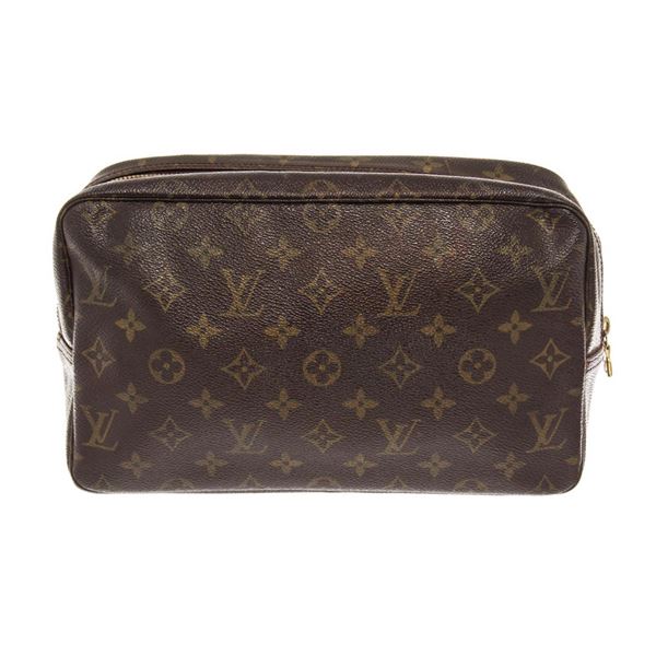 Louis Vuitton Brown Monogram Canvas Leather Trousse Toiletry 28cm Pouch Bag