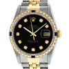Image 2 : Rolex Mens 2 Tone Black Diamond 36MM Datejust Wristwatch