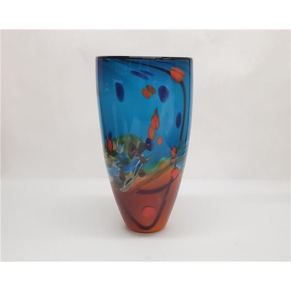 Blue Landscape Vase by Seattle Glassblowing Studio