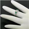 Image 3 : Classic Platinum 1.15 ctw GIA Round Brilliant Diamond & Emerald 3 Stone Ring