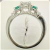 Image 7 : Classic Platinum 1.15 ctw GIA Round Brilliant Diamond & Emerald 3 Stone Ring