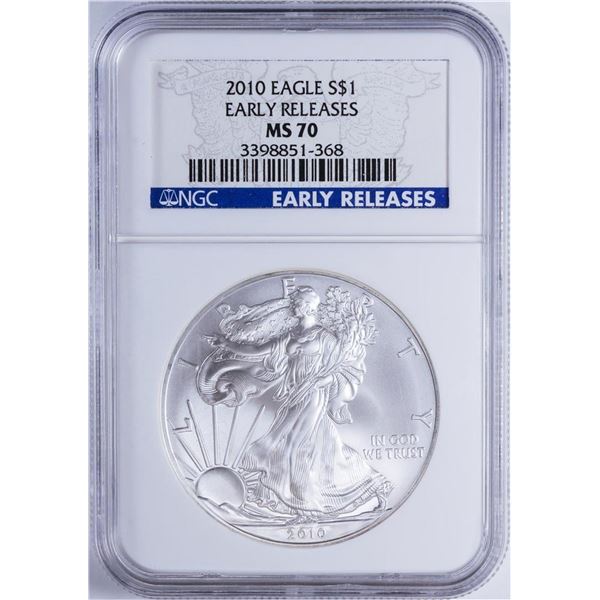 2010 $1 American Silver Eagle NGC MS70 Early Releases