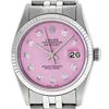 Image 1 : Rolex Mens Stainless Steel Pink Diamond 36MM Oyster Perpetual Datejust Wristwatc