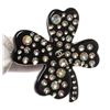 Image 5 : Chanel Black Clover Rhinestone Brooch