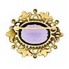 Image 3 : Antique Art Nouveau 14K Gold Amethyst Diamond Pearl Foliated Heart Frame Brooch