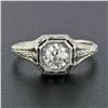 Image 2 : Antique Deco Belais 18k Gold European Diamond Engraved Filigree Engagement Ring