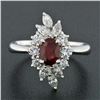 Image 3 : Vintage Platinum 1.84 ctw GIA Oval Burma Ruby Round & Marquise Diamond Dinner Ri