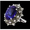 Image 1 : GIA Cert 19.97 ctw Tanzanite and Diamond Ring - 14KT White Gold