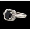 Image 1 : 1.44 ctw Sapphire and Diamond Ring - 18KT White Gold