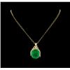Image 2 : 14KT Yellow Gold GIA Certified 50.88 ctw Emerald and Diamond Pendant With Chain