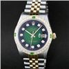 Image 1 : Rolex Mens 2 Tone Green Vignette VS Diamond 36MM Datejust Wristwatch