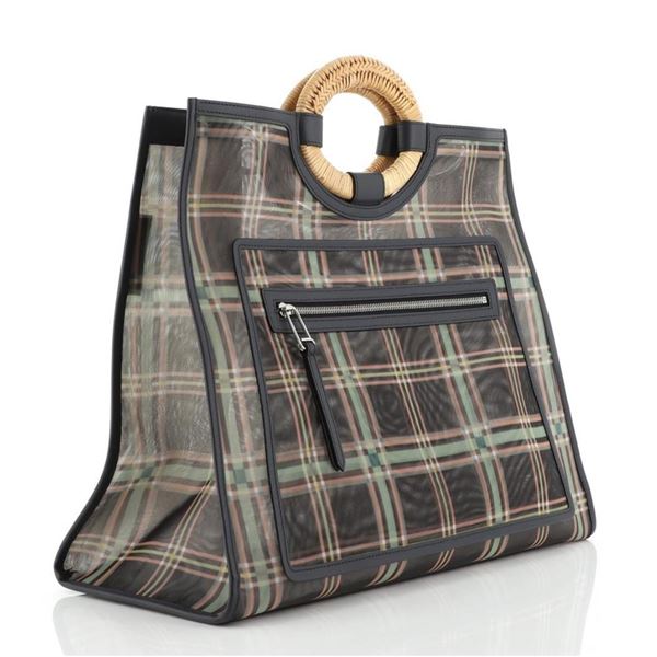 Fendi Runaway Shopper Tote Zucca Mesh Large Black, Green, Orange, Print