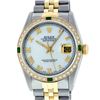 Image 1 : Rolex Mens 2 Tone Mother Of Pearl Diamond & Emerald 36MM Datejust Wristwatch