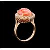 Image 4 : 8.10 ctw Pink Coral and Diamond Ring - 14KT Rose Gold