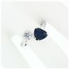 Image 2 : NEW 18K White Gold 2.71 ctw GIA Heart Blue Sapphire Diamond Moi et Toi Bypass Ri