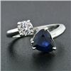 Image 5 : NEW 18K White Gold 2.71 ctw GIA Heart Blue Sapphire Diamond Moi et Toi Bypass Ri