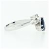 Image 6 : NEW 18K White Gold 2.71 ctw GIA Heart Blue Sapphire Diamond Moi et Toi Bypass Ri