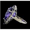 Image 3 : 16.06 ctw Tanzanite, Sapphire and Diamond Ring - 14KT White Gold