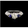 Image 2 : 18KT White Gold 1.30 ctw Sapphire and Diamond Ring