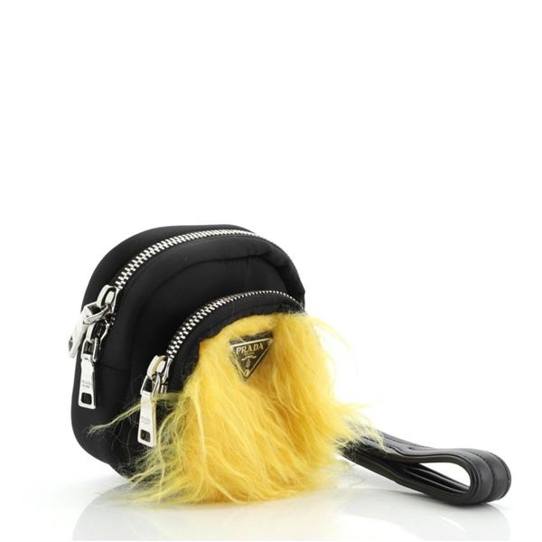 Prada Cargo Wristlet Pouch Tessuto and Mohair Mini Black, Yellow