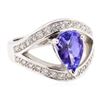 Image 1 : 2.35 ctw Pear Mixed Tanzanite And Round Brilliant Cut Diamond Ring - 18KT White