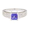 Image 2 : 1.45 ctw Princess Brilliant Tanzanite And Princess Cut Diamond Ring - 18KT White