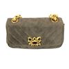 Image 1 : Chanel Gray Suede Double Flap Chevron V Stitch Chain Shoulder Bag