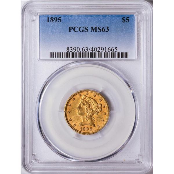1895 $5 Liberty Head Half Eagle Gold Coin PCGS MS63