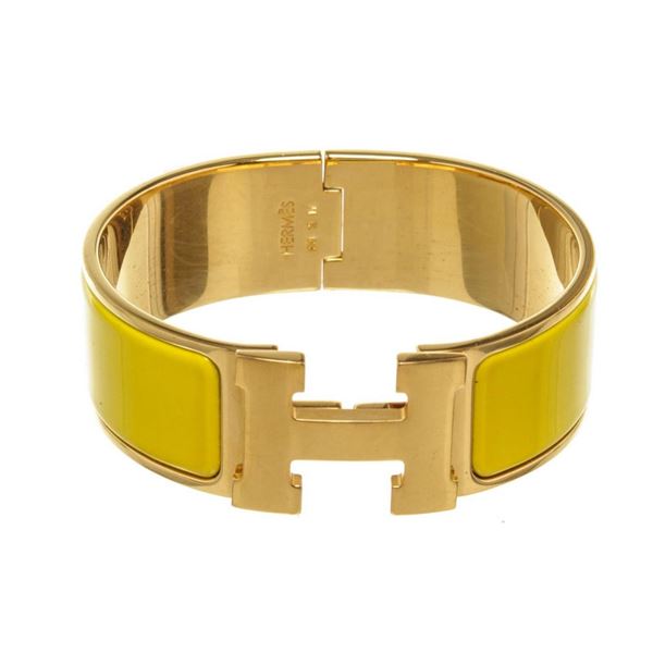Hermes Yellow Wide Clic Clac Bracelet