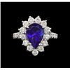Image 2 : 14KT White Gold 3.25 ctw Tanzanite and Diamond Ring