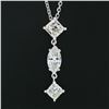 Image 6 : Vintage 14k White Gold 1.63 ctw Princess & Marquise Diamond Drop Dangle Pendant