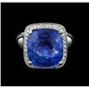Image 2 : GIA Cert 13.93 ctw Blue Sapphire and Diamond Ring - 14KT White Gold