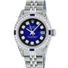 Image 1 : Rolex Ladies Stainless Steel Blue Vignette Diamond Lugs & Sapphire Datejust Wris