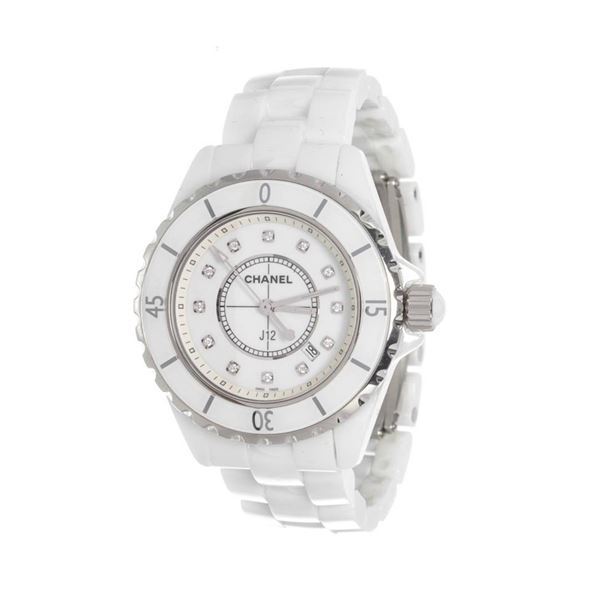 Chanel White J12 Pave Quartz Watches