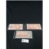 Image 1 : Lot of 3 Older Canadian 2 Dollar Banknotes 1954,1974,1986 in Holders