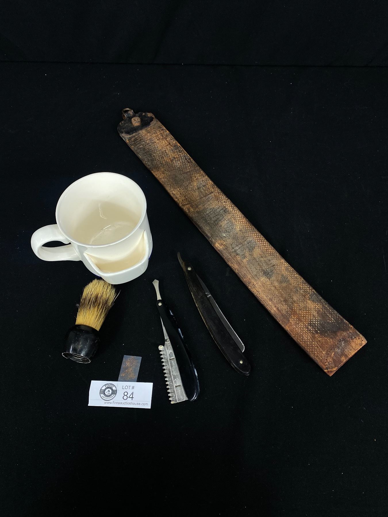 Antique Strop, George Butler Straight Razor, Durham Duplex Razor, Mug ...