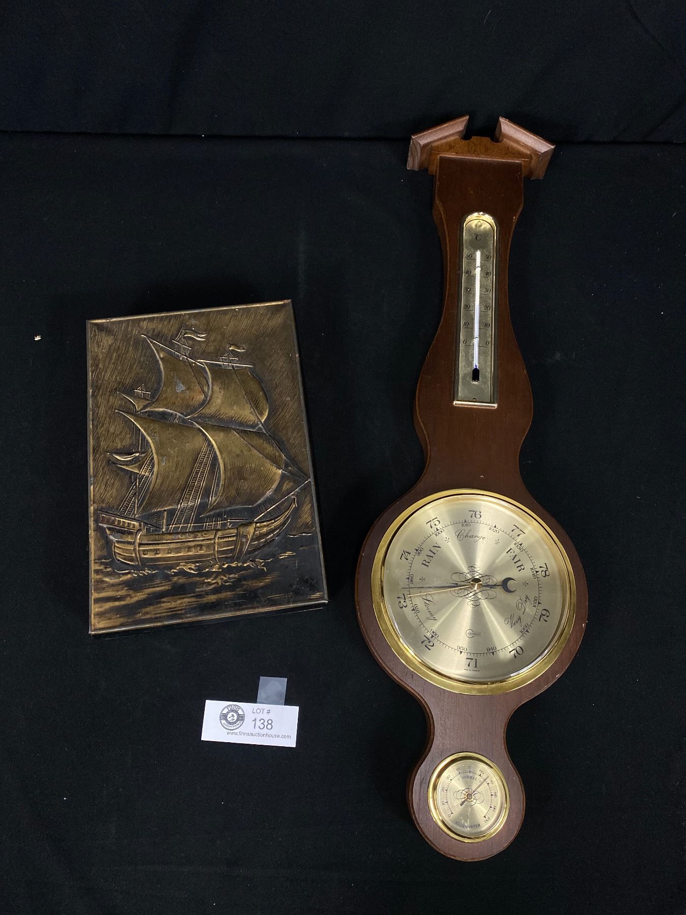 Vintage Metal Box withShip Design on The lid and Large 23