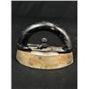Image 2 : Quality J. Rabonk Vintage Brass and Mahogany Level and Miniature Sad Iron Dated 1895