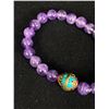 Image 2 : Genuine Amethyst Bead Braceet with Unusual Inlaid Bead