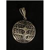 Image 2 : Birks Sterling Silver Large Vintage  Round Pendant with Filigree Design. 1.5" Diameter