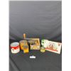 Image 2 : Miscellaneous Collectible Lot of Old Tobacco Tin, Cigar Box, Sharpening Stone Etc