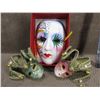 Image 1 : 3 Carnival Masks - 2 Small Plastic, 1 Large Porcelain