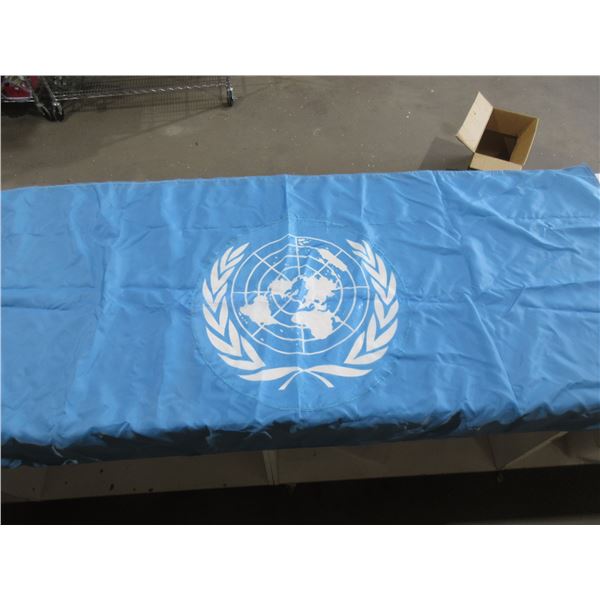 United Nations Flag Nylon Used - 3' x 6' Rope & Toggle