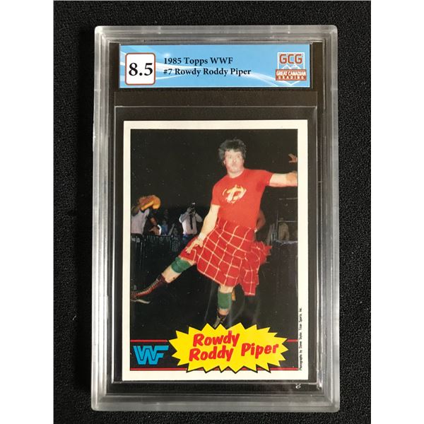 1985 TOPPS WWF NO. 7 ROWDY RODDY PIPER (GCG 8.5)