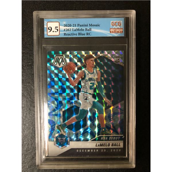 2020-21 PANINI MOSAIC NO. 262 LAMELO BALL REACTIVE BLUE RC (GCG 9.5)