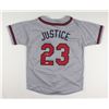 Image 1 : DAVID JUSTICE SIGNED BRAVES PRO STYLE JERSEY (JSA COA)