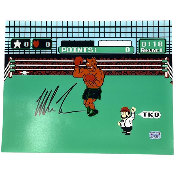 MIKE TYSON SIGNED "PUNCH-OUT" 11X14 PHOTO (FITTERMAN COA)